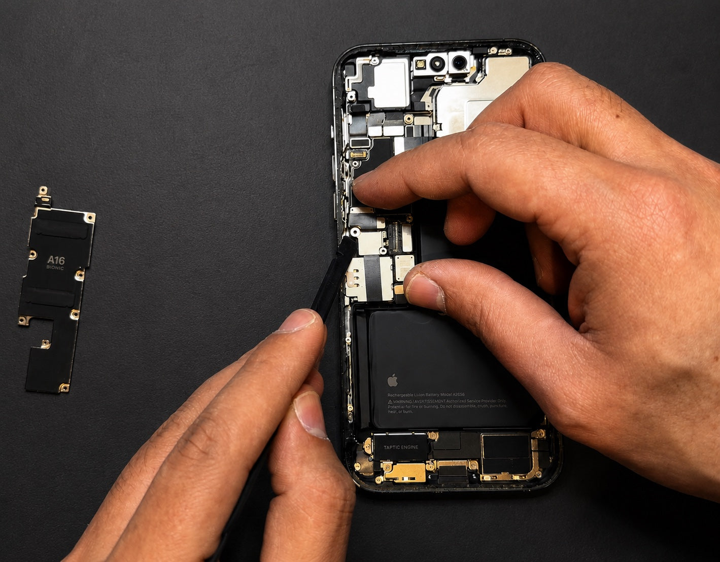 Hands performing a professional iPhone repair for OZ Tech Deals in Melbourne